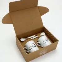 Кружки керамические парные &laquo;Мистер и Миссис&raquo;, 2 шт. по 180 мл., ложка 2 шт.