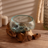 Вазон стекло на дереве "Забота" 20х25х25 см, МИКС