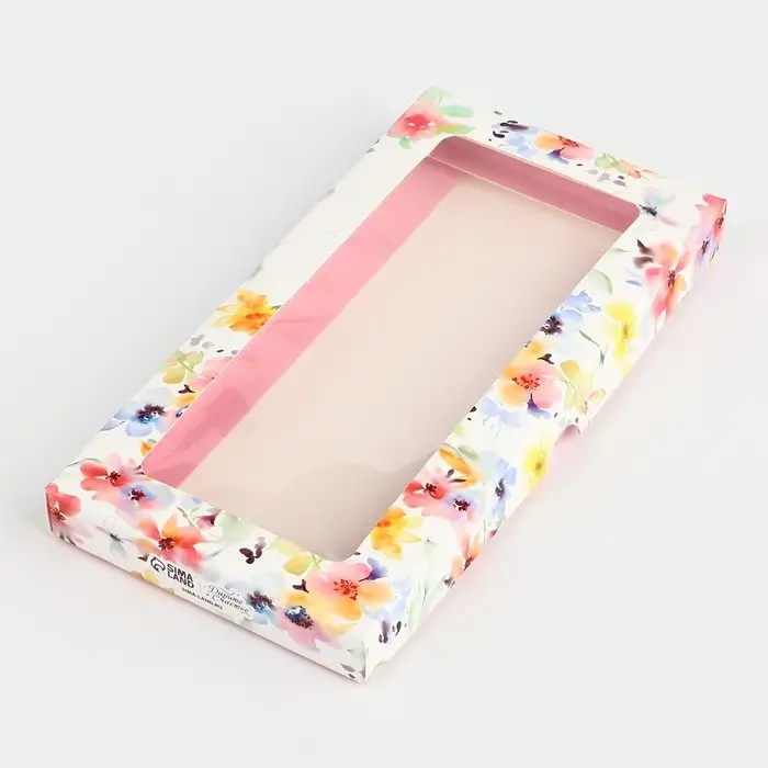 Коробка для шоколада &laquo;Цветы&raquo;, с окном, 9.4 х 1.7 х 18.4 см