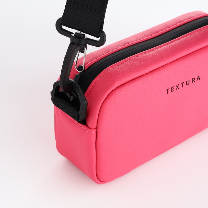 Сумка женская на молнии, TEXTURA, маленький размер, длинный ремень, цвет фуксия