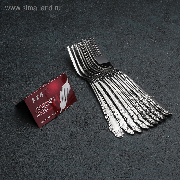 Набор вилок столовых &laquo;Русиано&raquo;, h=19 см, 12 шт, цвет серебряный