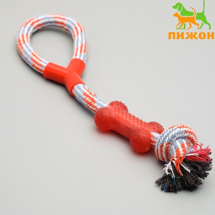 Игрушка тренировочная канатная с косточкой, до 120 г, до 40 см, микс цветов Игрушка тренировочная канатная с косточкой, до 120 г, до 40 см, микс цветов