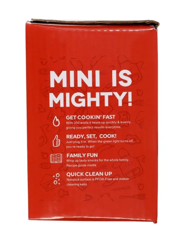 Электровафельница WV-01, 350 Вт, венские вафли, антипригарное покрытие, красная