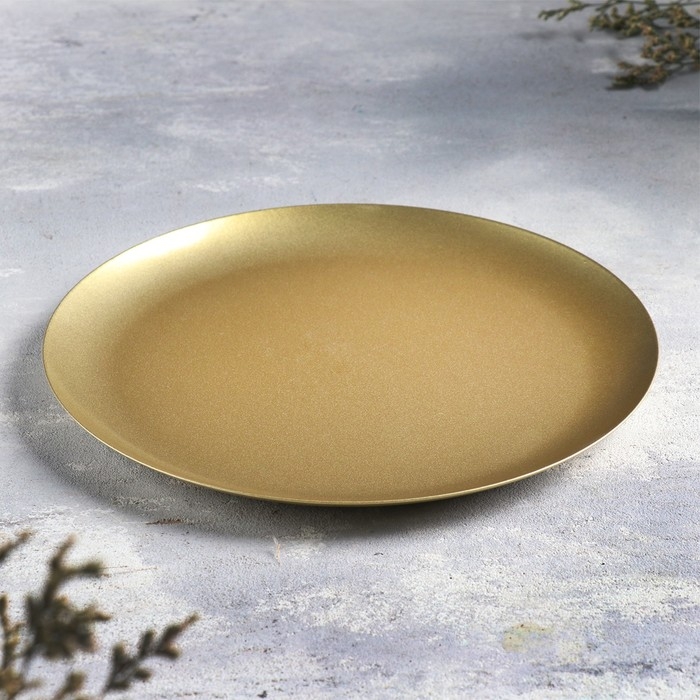 Подсвечник "Чашка 225" металл на одну свечу, 22х1,6 см, золотой