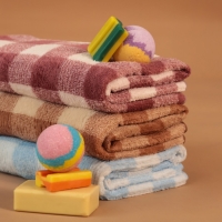 Полотенце банное Этель "Клетка", цв. розовый, 70х140 см, 100% п/э, 240 г/м2