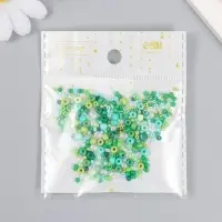 Бисер стекло 6/0 - 15/0 &laquo;Ассорти зелёное&raquo; d=1.5-4 мм, н-р 10 г