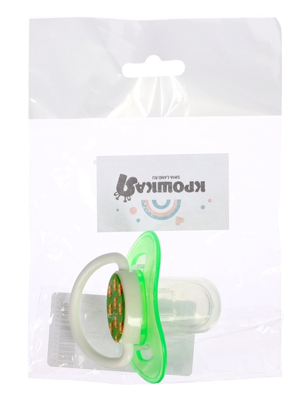 Пустышка ортодонтическая, с колпачком, от 3 мес., цвет голубой/зеленый