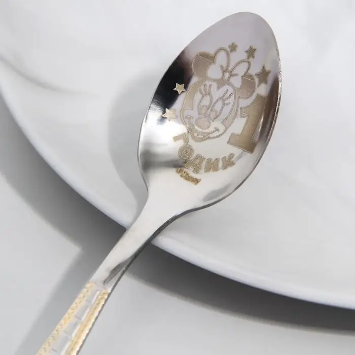 Ложечка детская "1 год" (для малышки), Минни Маус, 2,3 х 11 см