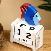 Календарь настольный &laquo;Рыбка&raquo;, 7&times;4&times;10 см, дерево, сине-белый