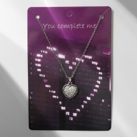 Кулон &laquo;Сердце&raquo; блестящее, цвет белый в серебре, 39 см