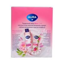 Подарочный набор косметики AURA "Сливочная ваниль и пион"крем-гель для душа, 250 мл + крем для рук,75 мл