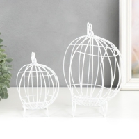 Подсвечник металл "Карета-тыква" белый набор 2 шт 16х12х9 см 20х14,5х12 см