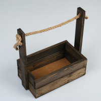 Набор кашпо деревянных 2 в 1 (25.5&times;15&times;30; 20&times;12&times;23 см) "Аром", ручка канат, палисандр