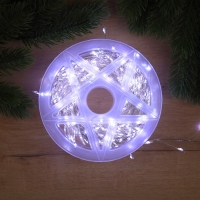 Гирлянда &laquo;Мишура&raquo; 20 м роса, IP44, серебристая нить, 600 LED, 8 режимов, свечение белое, 18 В