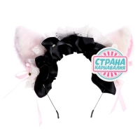 Карнавальный ободок &laquo;Аниме ушки&raquo; с чёрной повязкой