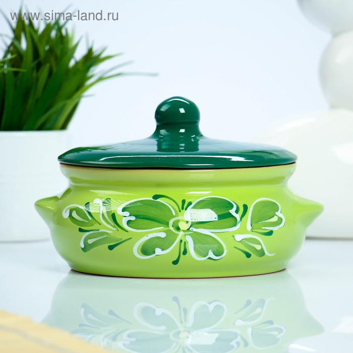 Горшок керамический для запекания Горшок керамический для запекания "Борисовский" 0,7л / 15х9см, зеленый
