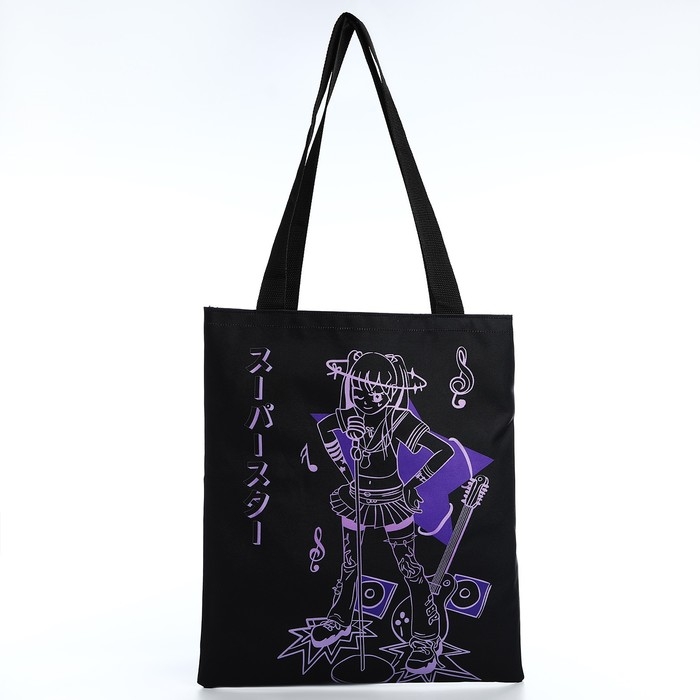 Шопер &laquo;Аниме&raquo; 35х0.5х40 см, отд без молнии, без подклада, чёрный