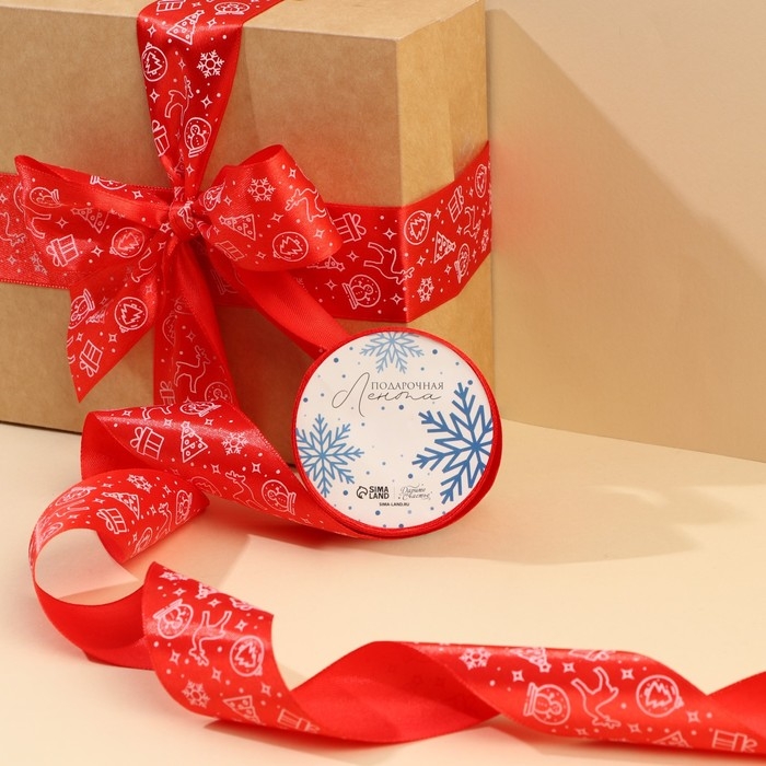 Лента атласная &laquo;Новогодние игрушки&raquo;, , 4 см &times; 5 метров