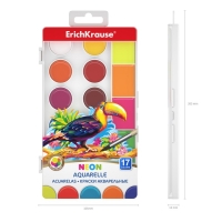 Акварель 17 цветов ErichKrause ArtBerry Neon, неоновая палитра с УФ-защитой, супер яркие, с увеличенными кюветами, европодвес, без кисти