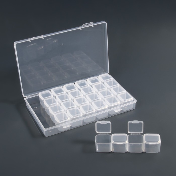 Органайзер для декора, 7 блоков, 4 ячейки, 17,5 &times; 10,5 &times; 2,7 см, цвет прозрачный