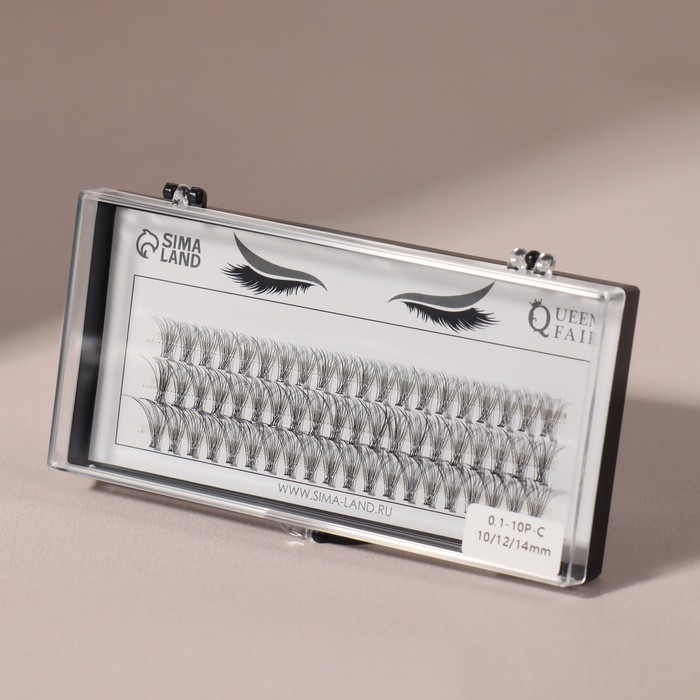 Набор накладных ресниц &laquo;Классика&raquo;, пучки, 10, 12, 14 мм, толщина 0,1 мм, изгиб C, 10 D