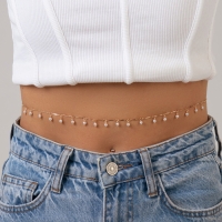 Портупея &laquo;Талия&raquo; жемчужины, цвет белый в золоте, 68 см + 25 см удлинитель