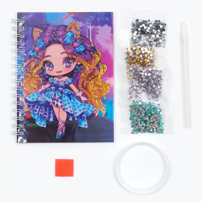 Алмазная мозаика с частичным заполнением для детей на блокноте &laquo;Модница&raquo;, 11 х 15 см, 48 листов