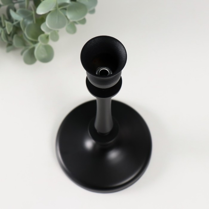 Подсвечник металл на 1 свечу "Шанто" d=2 см чёрный 10х10х22 см