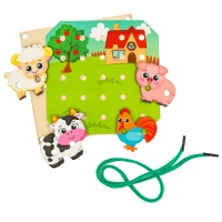 Деревянная игрушка-шнуровка &laquo;Ферма&raquo;, 15&times;15 см