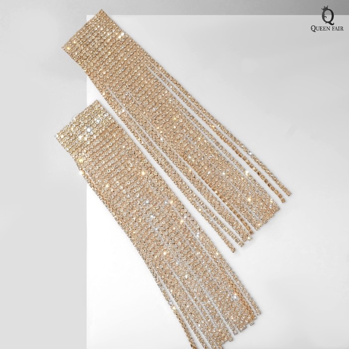 Серьги висячие со стразами «Водопад» струящийся, цвет белый в золоте, 16 см Серьги висячие со стразами «Водопад» струящийся, цвет белый в золоте, 16 см