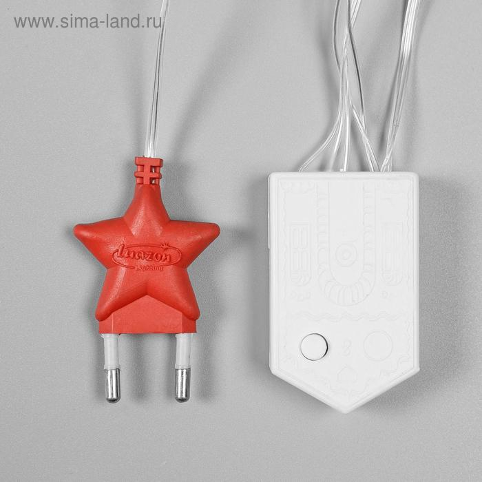 Гирлянда &laquo;Бахрома&raquo; 2.4 &times; 0.9 м с насадками &laquo;Звёздочки&raquo;, IP20, прозрачная нить, 186 LED, свечение белое, 8 режимов, 220 В