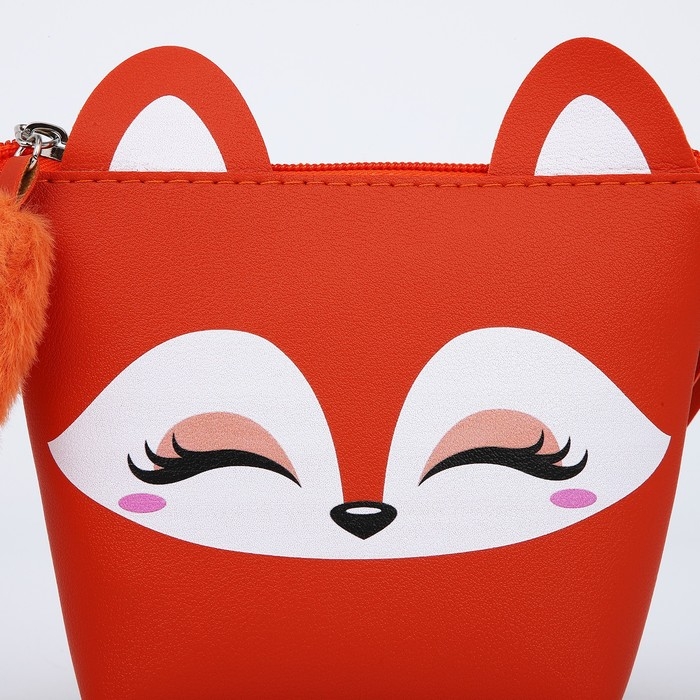 Сумка детская для девочки трапеция &laquo;Лисёнок&raquo; с хвостиком, 18х15х3.5см