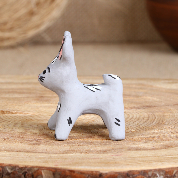 Сувенир &laquo;Зайка&raquo;, белый, серый, 3,5&times;4&times;5,5 см, каргопольская игрушка, микс