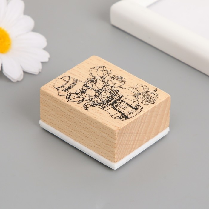 Печать дерево, резина Печать дерево, резина "Цветы в ведёрке" 5х4х2,5 см