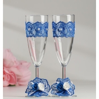 Комплект на стол молодожёнов "Гармония", синий Комплект на стол молодожёнов "Гармония", синий