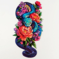 Пазлы фигурные деревянные на новый год &laquo;Змея с цветами&raquo;, 134 элементов, символ года 2025