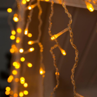 Гирлянда &laquo;Бахрома&raquo; 3 &times; 0.6 м, IP44, УМС, прозрачная нить, 160 LED, свечение жёлтое, 220 В