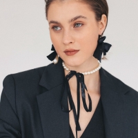 Чокер &laquo;Новый стиль&raquo; жемчужины с завязкой, цвет черно-белый 35 см