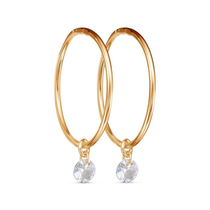 Серьги-кольца &laquo;Невесомость&raquo;, розовое золочение, цвет белый d=3,6