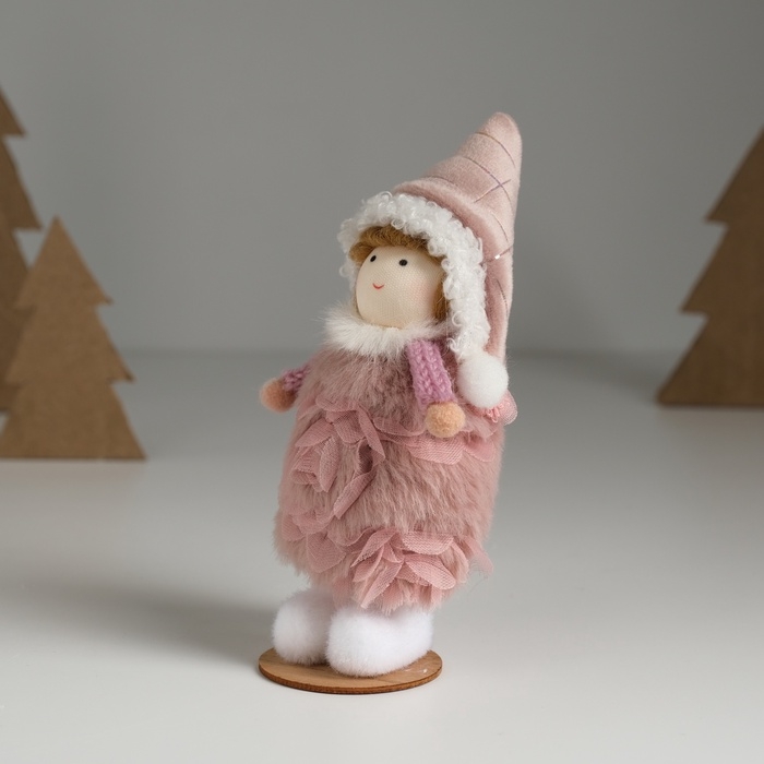 Кукла интерьерная Кукла интерьерная "Девочка в тёплом розовом платьишке" 5,5х5,5х13,5 см