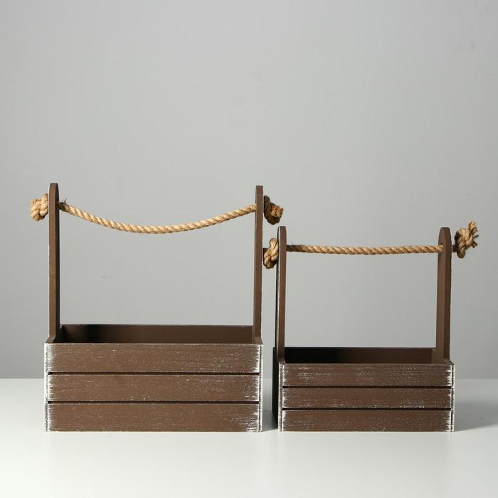 Набор кашпо деревянных 2 в 1 (25.5×15×30; 20×12×23) Набор кашпо деревянных 2 в 1 (25.5×15×30; 20×12×23) "Прованс", коричневый