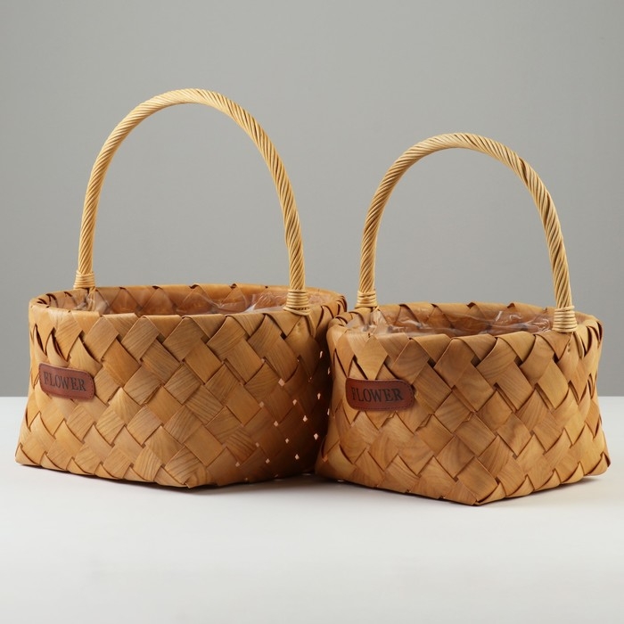 Набор корзин плетеных, D26xН13,5/32 см, D21xH12/27,5 см, 2 шт, секвойя Набор корзин плетеных, D26xН13,5/32 см, D21xH12/27,5 см, 2 шт, секвойя