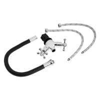 Cмеситель для кухни ZEIN Z2104, двухвентильный, силиконовый излив, черный/хром