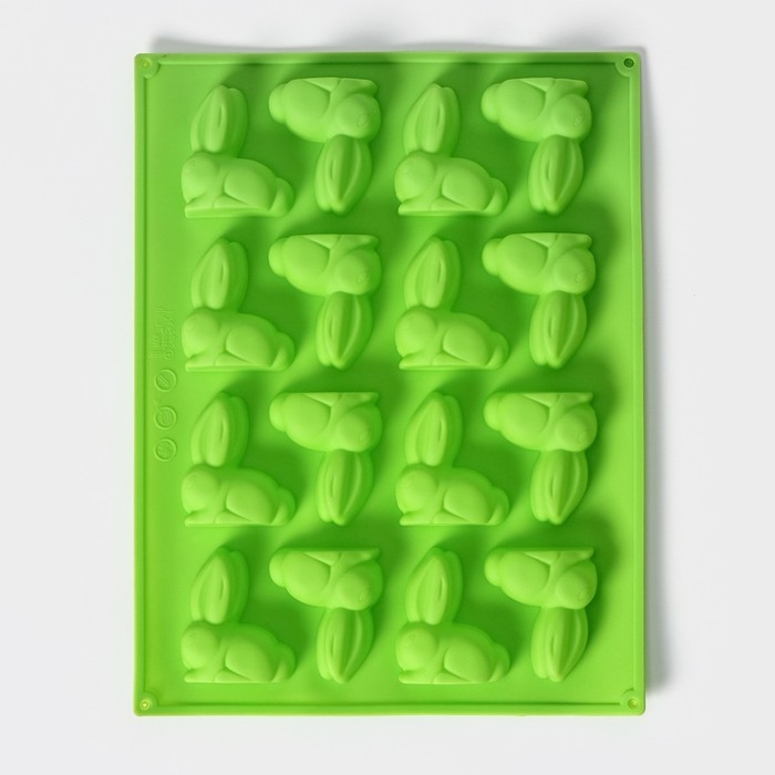 Форма для шоколада Доляна &laquo;Пасхальный кролик&raquo;, силикон, 30&times;23 см, 16 ячеек, цвет МИКС