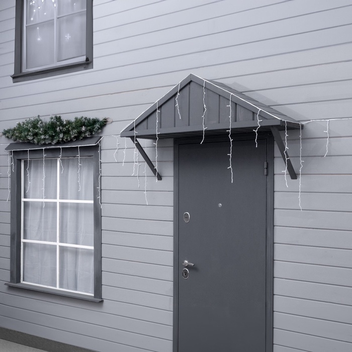 Гирлянда &laquo;Бахрома&raquo; 12 &times; 0.7 м, IP44, УМС, белая нить, 240 LED, свечение тёплое белое, 220 В