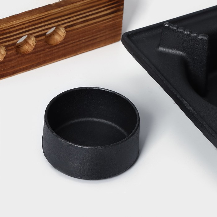 Подставка для подогрева блюд, 20&times;20&times;8 см, с деревянной подставкой