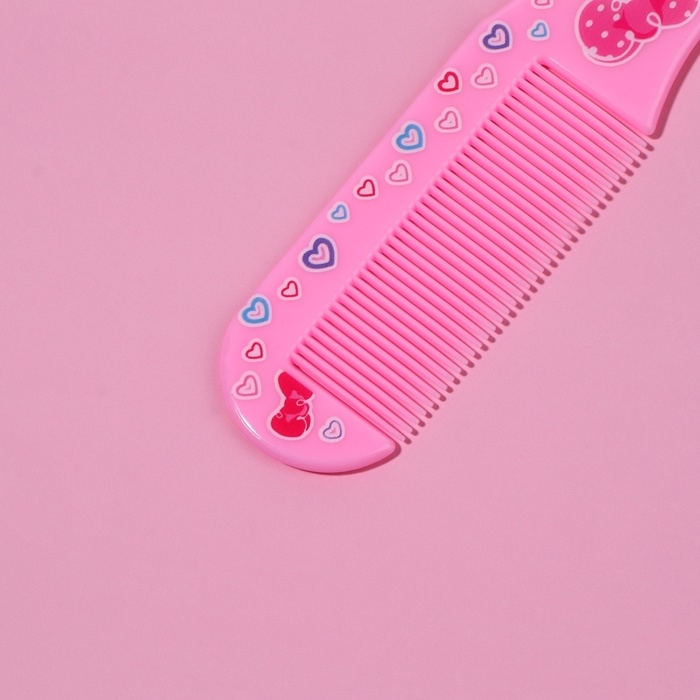 Набор с зеркалом и расчёской &laquo;Вишня&raquo;, 12 &times; 6,1 см, цвет розовый