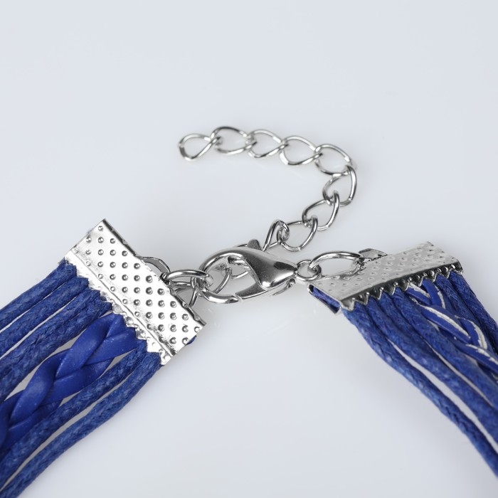 Браслет унисекс &laquo;Магия знаков&raquo; якорь и штурвал, цвет синий с серебром, 18 см