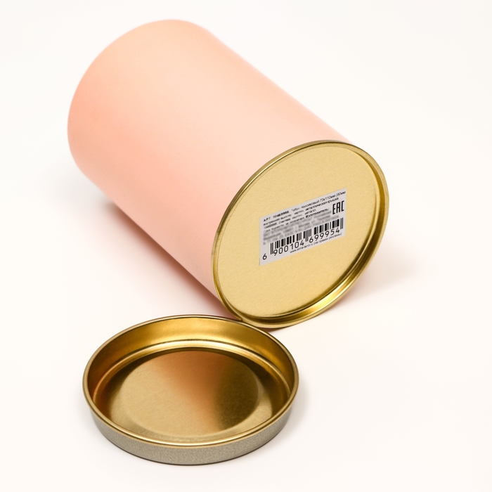 Тубус  73х110 мм (90 мм внутренняя высота), картон, персиковая, металлическая крышка