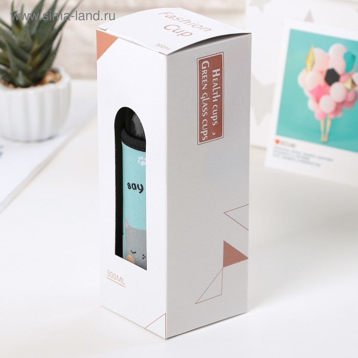 Бутылка для воды стеклянная в чехле «Милые животные», 300 мл, h=17 см, рисунок МИКС Бутылка для воды стеклянная в чехле «Милые животные», 300 мл, h=17 см, рисунок МИКС